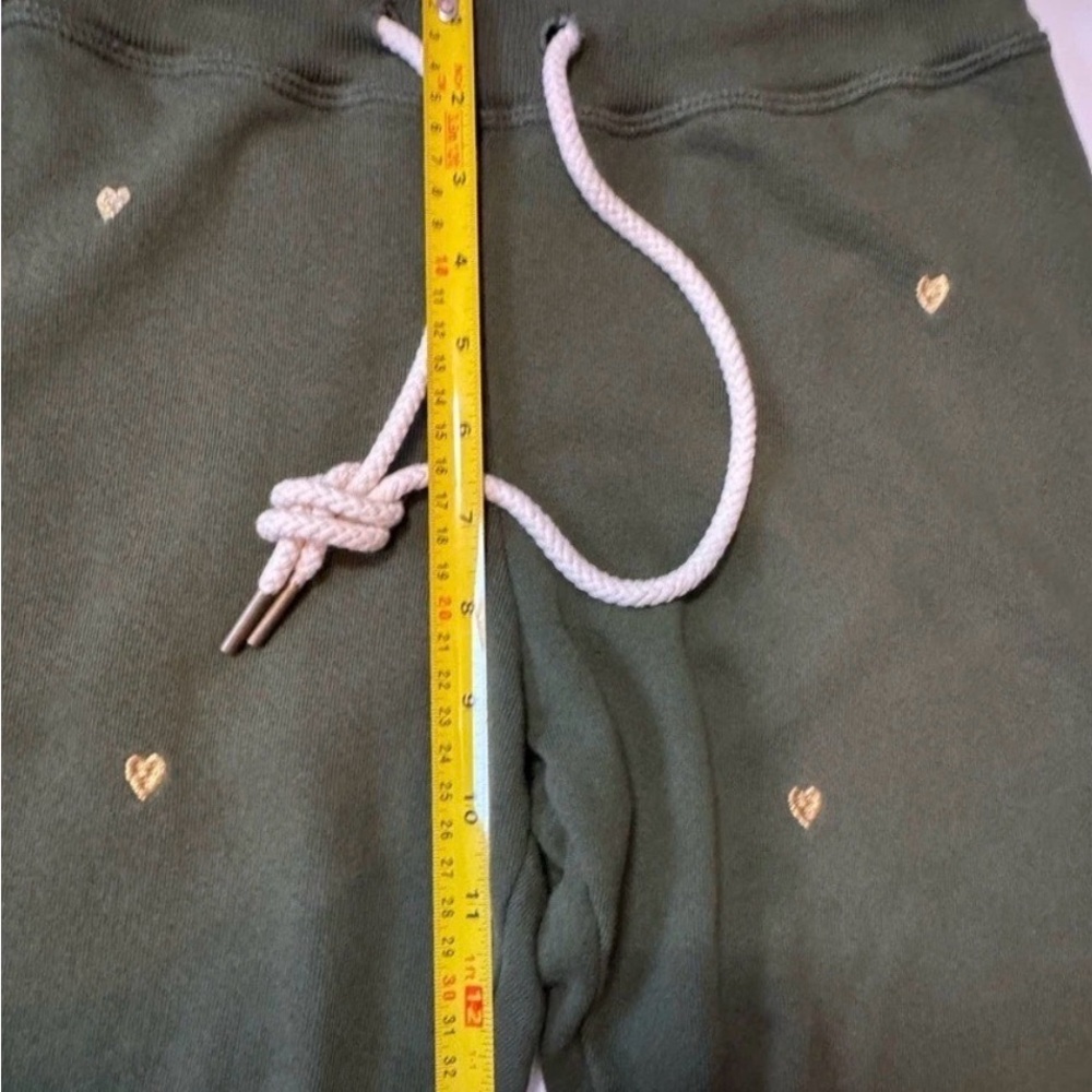 THE GREAT. Dark Green cropped Joggers with gold Heart Accents - Picture 6 of 8